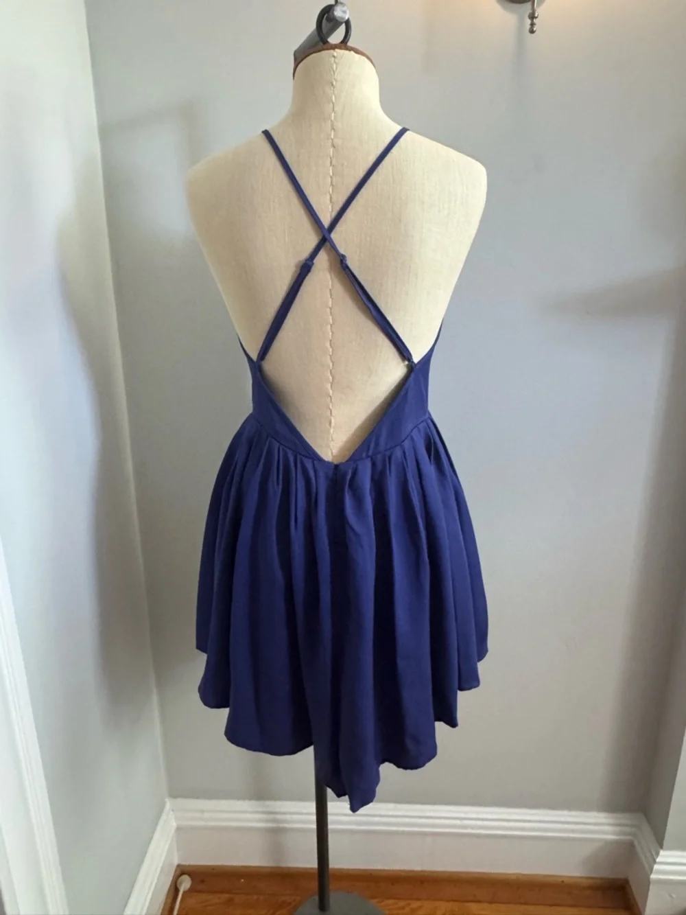 NBD Royal Blue Plunging V Mini Dress with Spaghetti Straps - Picture 2 of 3